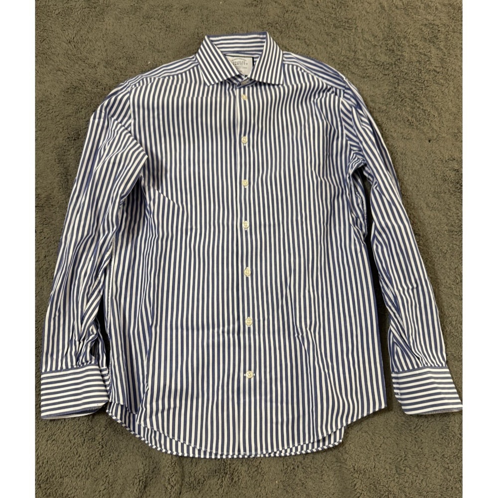 Charles Tyrwhitt Dress Shirt Mens 15 1/2 34 LOT OF 2 Slim Fit Blue White Striped